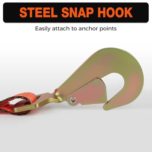 Autofonder Axle Tie-Down Straps 4-Pack, 2" x 114" with Spring Snap Hooks – image 6
