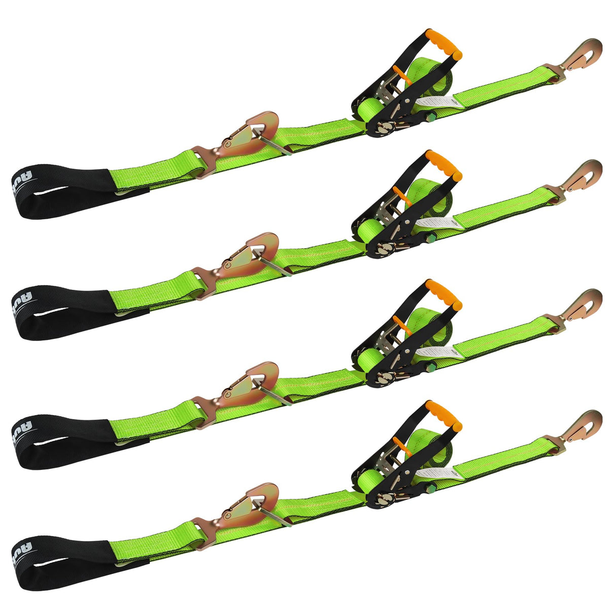 Autofonder Axle Tie-Down Straps 2" x 114" 4-Pack 10,000lbs Green – image 1