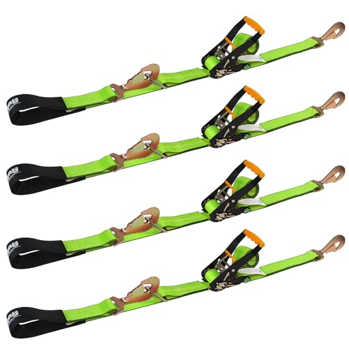Autofonder Axle Tie-Down Straps 2" x 114" 4-Pack 10,000lbs Green – image 2