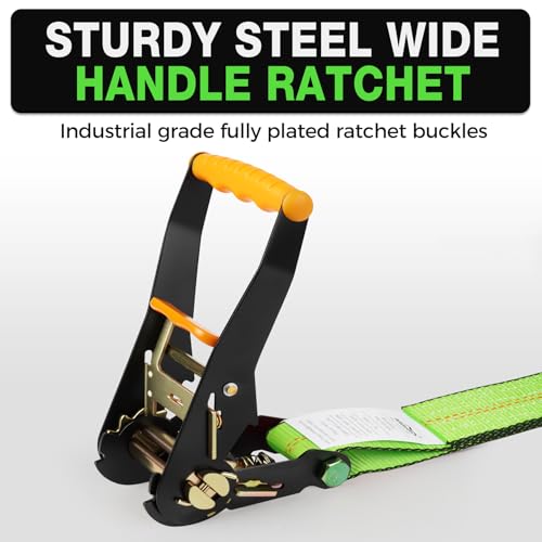 Autofonder Axle Tie-Down Straps 2" x 114" 4-Pack 10,000lbs Green – image 5