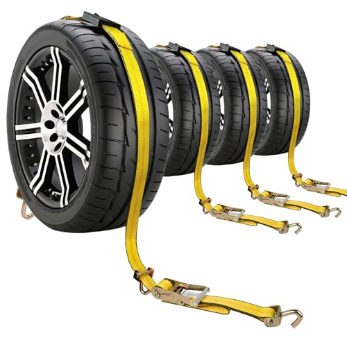 Autofonder Car Hauler Straps 4-Pack Heavy Duty 2inx10ft with Idler J Hooks – image 2