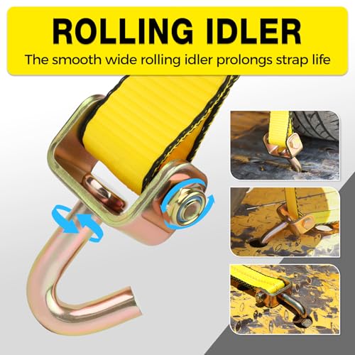Autofonder Car Hauler Straps 4-Pack Heavy Duty 2inx10ft with Idler J Hooks – image 5