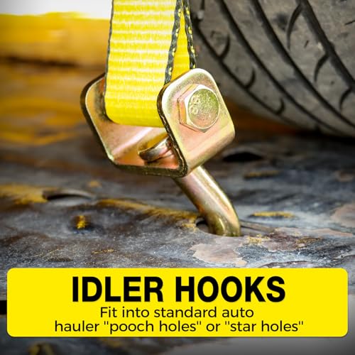 Autofonder Car Hauler Straps 4-Pack Heavy Duty 2inx10ft with Idler J Hooks – image 6