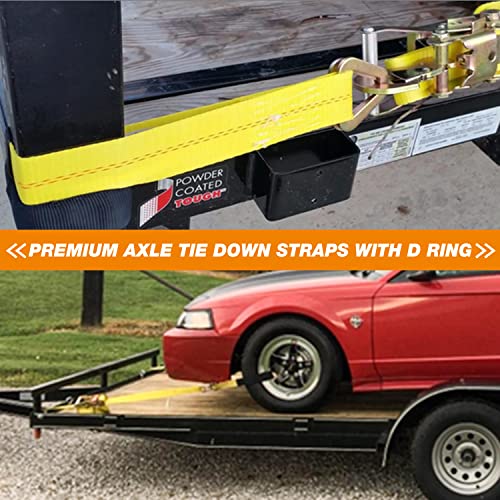 Autofonder 4 Pack 2" x36'' Premium Axle Straps Tie Downs with D-Ring – image 3