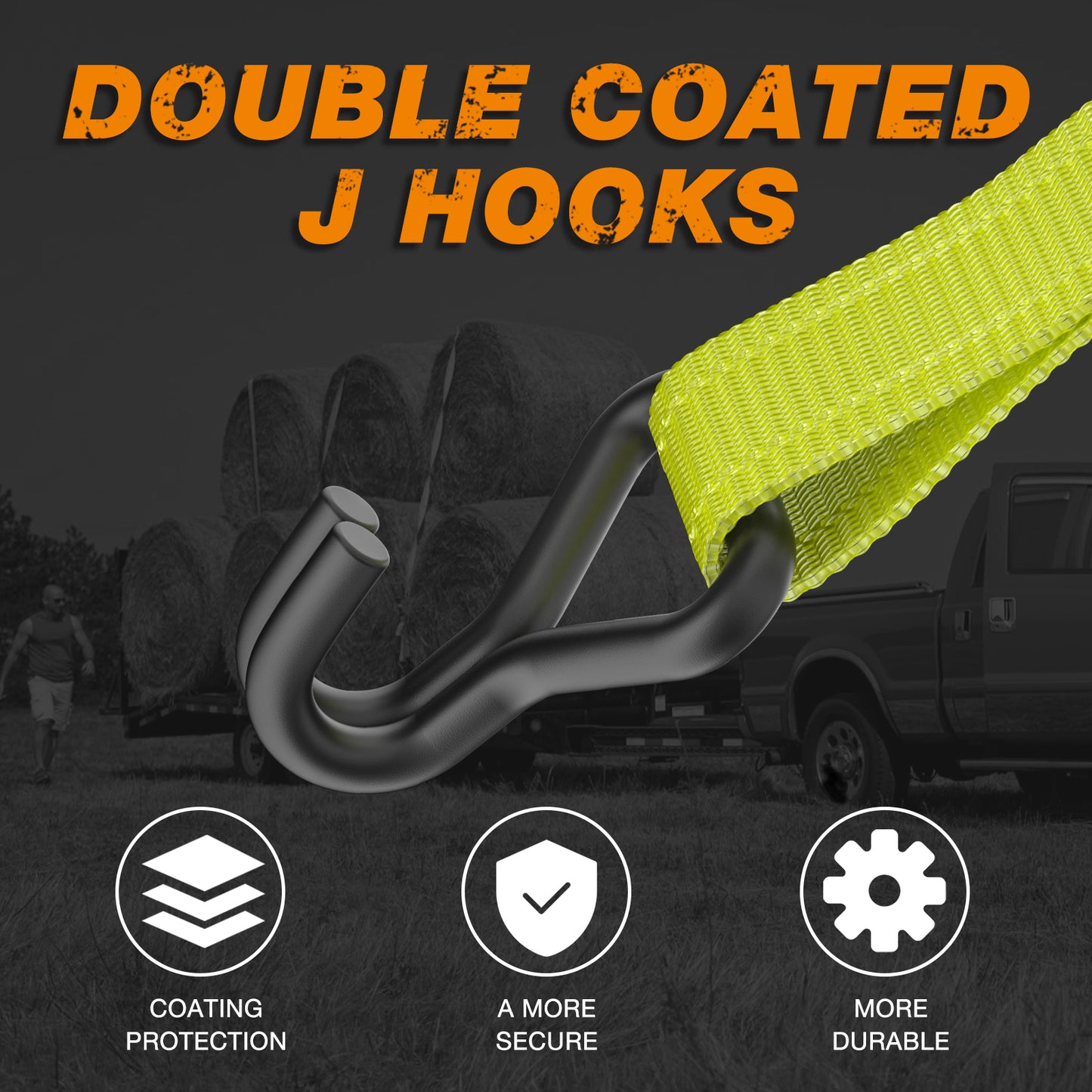 1.5" Ratchet Straps 3,000lb for ATVS, Motorcycles