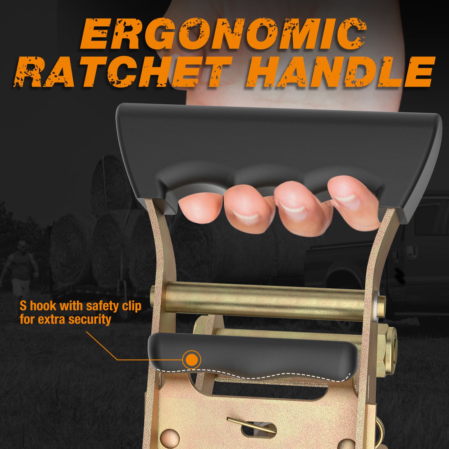 1.5" Ratchet Straps 3,000lb for ATVS, Motorcycles